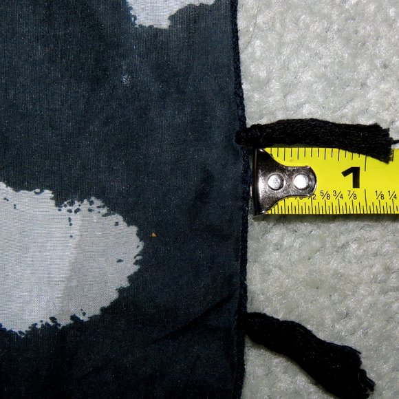 Black Square Scarf Wrap Sarong w/Modern White Polka Dot Print abt 39" x 39" - Picture 10 of 14